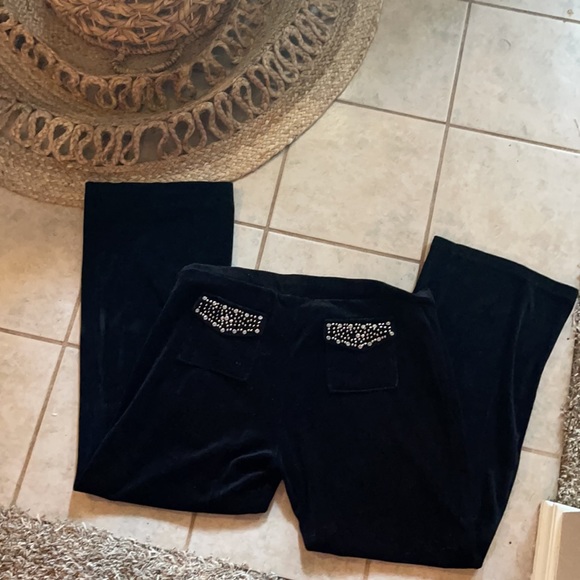 Velvet Velour Black Lounge Pants - Picture 2 of 3